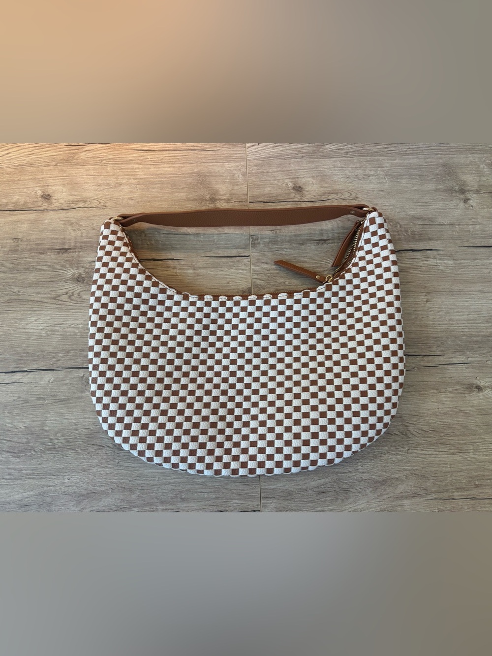 Woven Checkered Hobo Bag - Picture 2 of 3